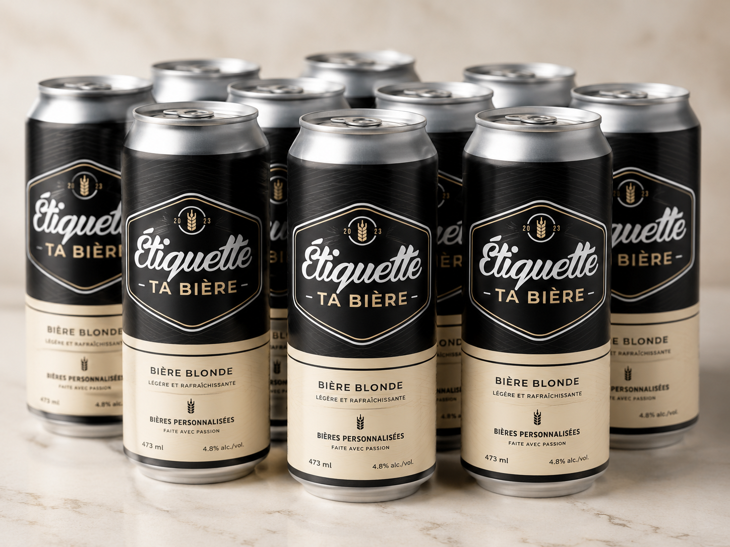 Canette de bière personnalisée avec étiquette sur mesure pour événement au Québec